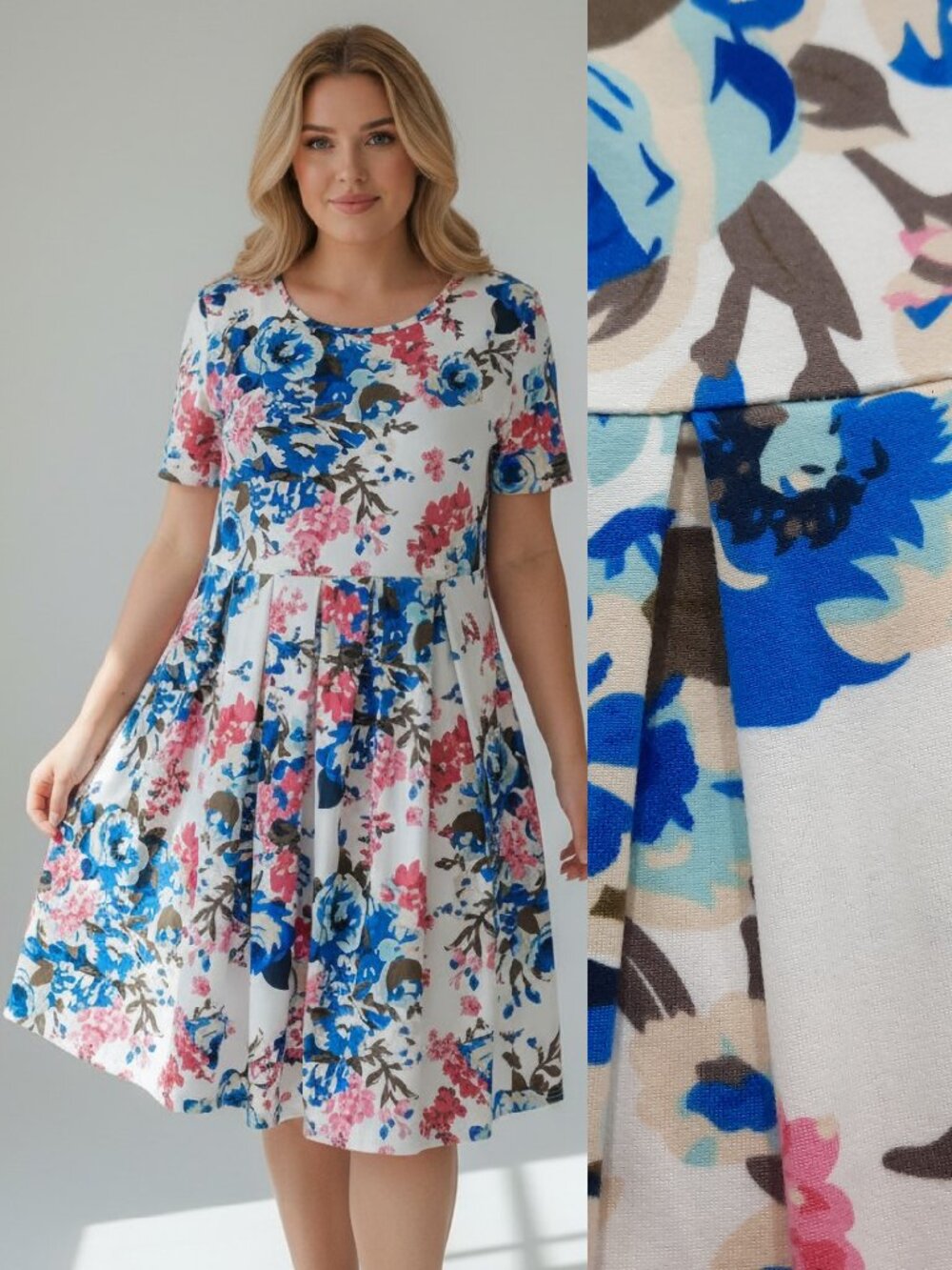 Floral pleated midi dress - Tralilbee brand
